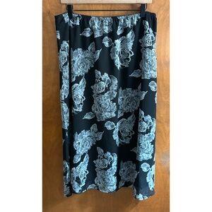Vintage Black Gray Floral Midi Skirt High Rise Cottage Goth Fairy Grunge Rose 14